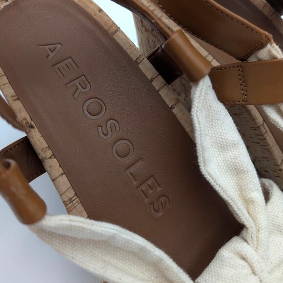 Aerosoles Miki Women's Open Toe Buckle Wedge Sandals Natural Size US9M EU39.5 - Picture 10 of 12